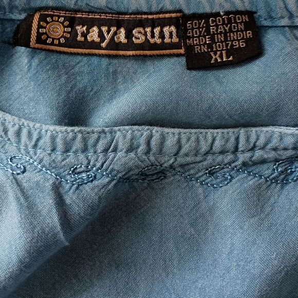 Raya Sun Embroidered Dress XL Coverup Bohemian Festival Y2K Vtg 90s Palm Trees - Picture 10 of 16